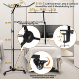 HITTI Lash Light for Eyelash Tech, 2-in-1 LED Floor Light and Clamp, Bright Foldable Half Moon Light, Stepless Dimming 3 Color Estheticians Light, Lash Lamp for Extensions Artists Tattoo Nail
