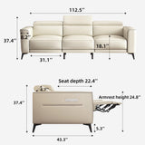 NessCarst 112.5" Dual Motor Power Reclining Sofa, Plush Faux Leather Couch