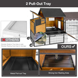 MEDEHOO Mobile Chicken Coop with Wheels for 6–8 Chickens, Large Outdoor Chicken Coop with Run, Weatherproof Asphalt Roof, Dividable Nesting Boxes and Pull Out Trays，85.6" L x 40.6" W x48.2 H