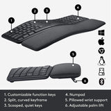 Logitech Ergo K860 Wireless Ergonomic Keyboard with Wrist Rest and MX Vertical Wireless Mouse