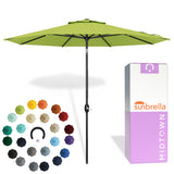 Midtown Umbrellas - The Lean 10 Ft Patio Umbrella with Fade-Resistant Sunbrella Fabric, Auto-Tilt Aluminum Frame and 8 Reinforced Ribs for Deck, Pool & Garden - Macaw Canopy, Black Pole