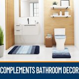 OLANLY Soft Microfiber Bathroom Toilet Lid Cover, Machine Washable Covers, 17.5x15, Stays in Place Rubber Backing, Fits Most Round, Elongated and Oblong Lids, Accessories Decor, Airy Blue