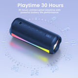 dotn Portable Bluetooth Speaker, 2026 Bluetooth Wireless Speaker 5.4 with RGB Lights, 30H Playtime with Deep Bass, IP7 Waterproof, TWS Pairing, Portable Speaker for Travel/Party/Home/Gifts, Blue