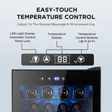Electactic 37 Bottle Wine Fridge,Freestanding 145 Can Beverage Refrigerator with Smart Temperature Control, Black
