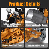 ADTHLIER Remote-Controlled Bulldozer, a 9-Channel Toy Bulldozer, 2.4GHz, with Lights and Sound Effects, is The for Children Aged 6-11 and up