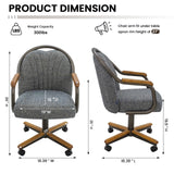 Chromcraft Set of 4 Kitchen Dining Chairs Swivel-Tilt Caster Dining Room Chairs Upholstered Memory Foam