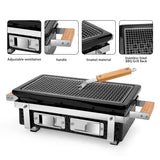 ONLYFIRE GRILLS Charcoal BBQ Hibachi Grill with Grid Lifter, Portable Yakitori Grill with Stainless Steel Grate, Barbecue Stove for Outdoor Camping Picnic Patio Backyard Cooking, GS306