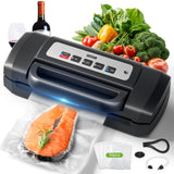Vacuum Sealer for Food, 90kpa Powerful Food Sealer Vacuum Sealer Machine for Food Saver, 7-in-1 Multiple Modes for Dry/Moist, Easy-Lock Handle, Compact Design with 10 Vacuum Bags, Bag Cutter Included