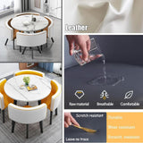 4-Piece Square Dining Table and Chairs Set, Blue & White, for Kitchen Office Reception Negotiation Club Small Conference