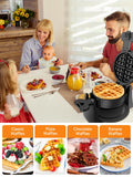 W Waffle Iron 180° Flip, 8 Slices, Rotating & Nonstick Plates, Removable Drip Tray for Easy Cleaning | Black celahapy