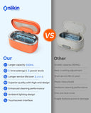 onlikin 35W Ultrasonic Jewelry Cleaner, 45KHz Retainer Cleaner for Jewelry, 5 Timer & 3 Power Modes, Eyeglasses, Rings, Watch Strap, Dentures - 20oz, 304 Stainless Steel Tank, Quiet <38dB (Orange)