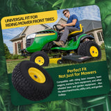 USCaster 15x6.00-6nhs Lawn Mower Tires Tubeless (2 Pack),Replacement Riding Lawn Mower Front Tires,Compatible withRiding Mowers and Lawn Tractor, 3" Centered Hub and 3/4" Bushings（Yellow)