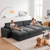 ReeQuo 150" Oversized Sleeper Sofa Cloud Couch Modular Sectional Sofa