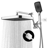 14 Inch Rain Shower Head with Handheld Spray Combo and Extention Arm, Rainfall Waterfall High Pressure Large Shower Heads, Dual Showerhead with 3-Way Diverter - Height/Angle Adjustable(Chrome)