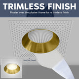 LUXRITE 4-Inch LED Trimless Recessed Spotlight with Brass Reflector Trim Replacement 25W, 2000LM, 5CCT, 60° Beam Angle, Dimmable, Push-n-Lock, CRI90, Damp & IC Rated, ETL White + Brass (4 Pack)
