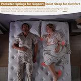 Queen Size Mattress 14 Inch, Hybrid Mattresses in a Box, Medium Firm Individual Pocket Springs Fiberglass Free Breathable and Stress-Relieving CertiPUR-US 80" x 60"