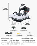 1200W Double Tube Fast and Even Heating, Digital Precise Control, Sublimation Press Machine for T-Shirts
