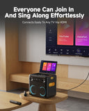 Ikarao Karaoke Machine with Microphone Stand, Portable Bluetooth Speaker for Party, Backyard, Karaoke System with 2 Wireless Microphone for Adults Kids, for Women, Men, Singing Lovers