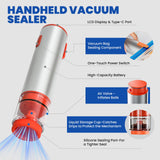 Compact Handheld Vacuum Sealer for Food with Vacuum Food Storage Bags, Mason Jars, Wine Preservers, Inflatable Sports Balls. Includes 20 Bags and 4 Lids