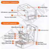 300DPI Thermal Label Printer for Garments & Ribbons, Desktop Foil & Flower Wrapping Printer, Thermal Printing for Custom Labels & Crafts