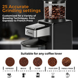 Electric Coffee Grinder for Home & Office: Automatic Conical Burr Coffee Grinder wtih 25 Precision Grind Settings - 120g Expandable Hopper & Low Noise&Durable Design Perfect for Multi-Cup Brewing