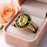Oseew 2027 Birthstone Custom Graduation Ring for Women College (Black Gold)