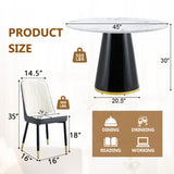 Vohuai Round Dining Table Set for 4, 45''Marble Grain Dining Room Table Set for 4 with Upholstered Chairs, Modern Dinner Table Set for Kitchen Dining Room