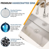 Oumuch Undermount Kitchen Sink - 33 inch Undermount Sink 16 Gauge Stainless Steel Sinks with Round Corner Handmade Single Bowl Under Counter Basin for Kitchens, 33"x19"x9"