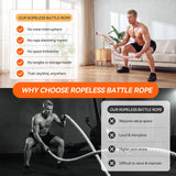 LunaHush Cordless Ropeless Battle Ropes for Home Gym, 3 Adjustable Resistance, Heavy Duty Strength Training Equipment for HIIT, Full Body Workout, Men & Women, Pink