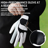 FINGER TEN Golf Gloves Men Right Left Handed Golfer 6 Pack (White-6 Pack, M/Large, Left)