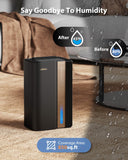 UBBO 95oz Dehumidifiers for Home, 1000 Sq.Ft Dehumidifier with Drain Hose - Auto Shut Off, Timer, Sleep Mode & Drain Hose - 7 Color Light for Bedroom, Bathroom, RV - Black Gold