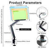 ASIEIT Book Stand with Clamp, Acrylic Desk Clamp Book Holder, 360° Cookbook Stand for Kitchen, Recipe Book Stand, Height and Angle Adjustable, Foldable and Portable for Office,Magazine,Laptops