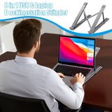 Laptop Stand with Docking Station 8 In 1 Ventilated Cooling Tablet Stand