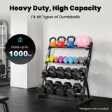 LIONSCOOL Adjustable Dumbbell Rack Stand, 4 Tier Heavy Duty Weight Storage Dumbbell Rack for Dumbbells & Kettlebells, Compact Space-Saving Organizer Stand for Home Gym, 1000+ LB Capacity