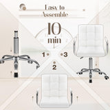 Furmax Vanity Office Chair with Wheels, Makeup PU Leather Executive Chair