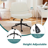 OLIXIS Criss Cross Chair with WOLIXIS Criss Cross Chair with Wheels Wide Cross Legged Office Desk Vanity Chairheels Wide Cross Legged Office Desk Vanity Chair Comfy Fabric Armless Adjustable Swivel for Home Computer Task Fabric Beige
