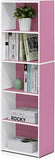 5-Tier Reversible Color Open Shelf Bookcase , White/Pink
