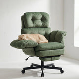 Criss Cross Office Chair with Foot Rest, Big and Tall Office Desk Chairs with Flip Armrests for Pets & Cross Legged Sitting, Comfy Executive Ergonomic Reclining Computer Gaming Vanity Chair, Green