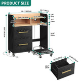 YITAHOME File Cabinet with Charging Station, Printer Table Cabinet for Home Office, Black