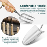 Berry&Bird Gardening Hand Tool Set - 3PCS Stainless Steel Garden Tool Kit Multifunctional Tool with Wooden Handle Trowel