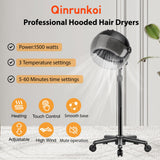 Hooded Hair Dryer, Standing Hair Dryer on Wheels, Sit Under Dryer with 3 Temperature Settings, for Salon, Spa or at Home Use Black