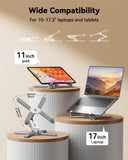 360° Rotating Laptop Stand for Desk, Foldable Computer Stand with Ergonomic Adjustable Height Angles