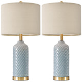 24.25" Modern Ceramic Blue Table Lamps Set of 2 for Living Room Bedroom Bedside Table Lamp for Night Stands Boho Nightstand Lamp Coastal Side End Table Lamps Reading Light Home Office Dorm Deco Gifts