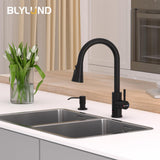 BLYLUND Touchless Kitchen Faucet with Pull Down Sprayer, Kitchen Sink Faucet with Soap Dispenser,Single Handle Hands-Free Sensor Fits 1 to 4 Hole Sinks,Stainless Steel Matte Black