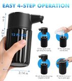 RYTOXILO Automatic Soap Dispenser Touchless, 2 Pack Black Auto Soap Dispensers for Bathroom and Kitchen, 12 Fl Oz Ribbed Plastic Electric Hands Free Dish Liquid Dispenser Wall Mount