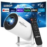 WellSonic Mini Projector Support 1080P, 200 Ansi Outdoor & Home Movie Portable Projector with Wifi6 and 5.0 Bluetooth, Automatic Keystone Correction, 180°Rotatable, Compatible with HDMI USB PC Laptop