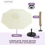 Midtown Umbrellas Push & Pop 10 Ft Patio Umbrellas with Push & Pop Mechanism, Fiberglass Ribs & Sunbrella Fabric – Outdoor Umbrella for Deck, Pool, Cafés & Hotels – Canvas Natural Canopy, Silver Pole