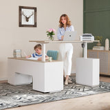 L Shaped Standing Desk, 63 inch Executive Standing Desk, Adjustable Height Desk with Storage Drawers for Home Office