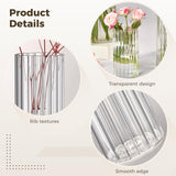 18 PCS Ribbed Hurricane Glass Candle Holders Bulk - Transparent Cylinder Candle Holders for Pillar Candles, Decorative Candle Hurricane Vases for Centerpieces Wedding Table Decorations