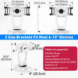 DeskLogics 360 Rotating Tablet Stand for POS Kiosk & Desk, Foldable iPad Holder with Phone Organizer Base, Swivel Counter Mount for Retail & Office, Fits iPad Pro 12.9, Air, Mini, All 4-13” Devices